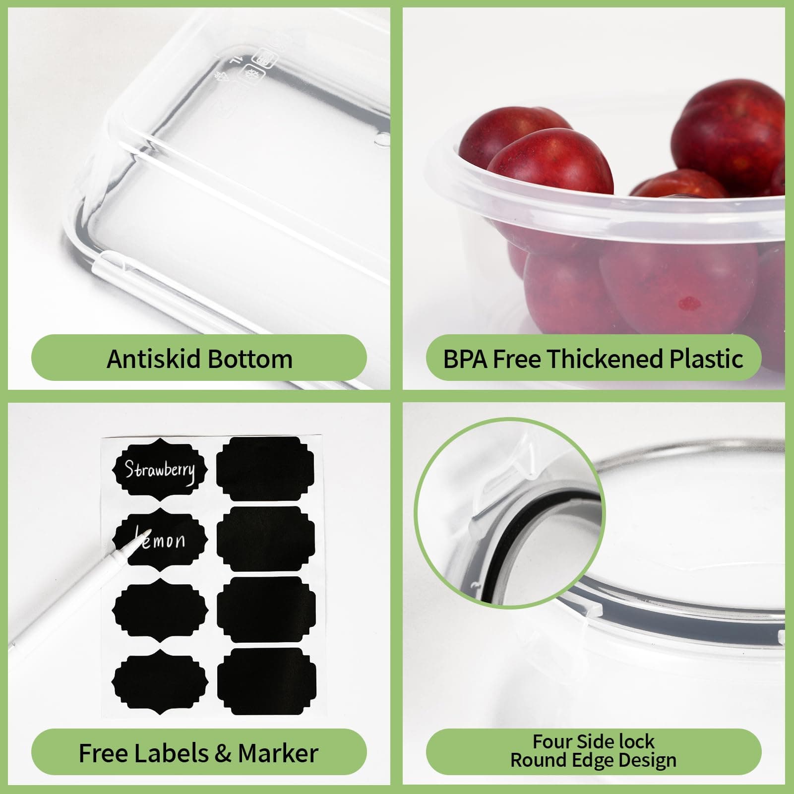 34 Pack Airtight Food Storage Containers Set, BPA free Meal Prep Containers & Lunch Boxes, Freezer Containers, Fridge & Kitchen Organizer with Snap Lock Leak-proof Lids thumbnail 3