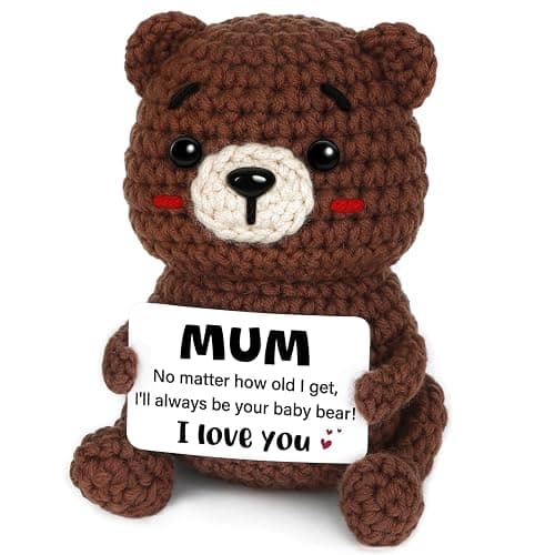CheriGift Mum Gifts, Birthday Gifts for Mum, Handmade Crochet Bear Desk Decor, Cute Emotional Support Present for Mummy Mama Step Mother on Mothers Day, Birthday (6 X 5 X 9.5cm) thumbnail 8