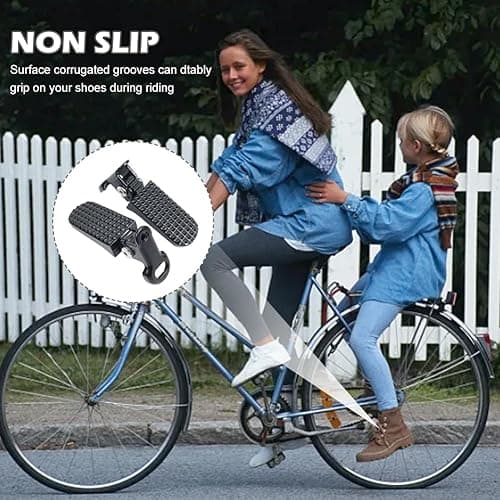 SYCOOVEN 1 Pair Mini Bike Foot Pegs, Universal Bike Foot Rest, Aluminium Alloy Non-Slip Bike Pegs, Folding Bike Rear Pedals for Mountain Bike, Folding Bicycle - black thumbnail 4