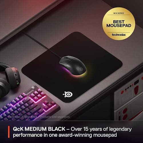SteelSeries QcK Medium Gaming Mousepad — Black — Non-Slip Silicone Rubber Base — Peak Tracking and Stability — Optimized for Gaming Sensors — 320 mm x 270 mm — FPS, MOBAs, RTS, MMO thumbnail 2