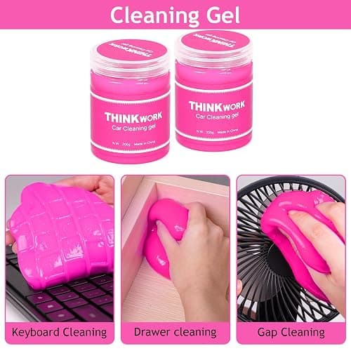 THINKWORK Pink Car Duster Interior Kit, Perfect Car Detailing Brush Kit for Cleaning Windows,Windshield,Dashboard and Air Vents Suitable for All Cars thumbnail 4