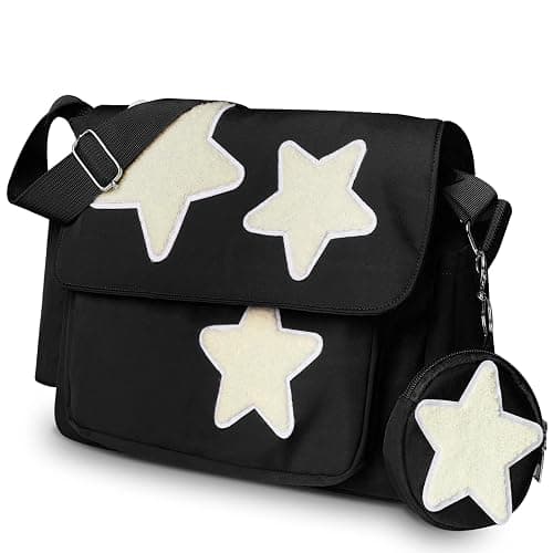 GUSTANO Y2K Messenger Bag for Women, Lightweight Spacious Stars Tote Purse with Cute Coin Purse, Crossbody Shoulder Bag - Image 1