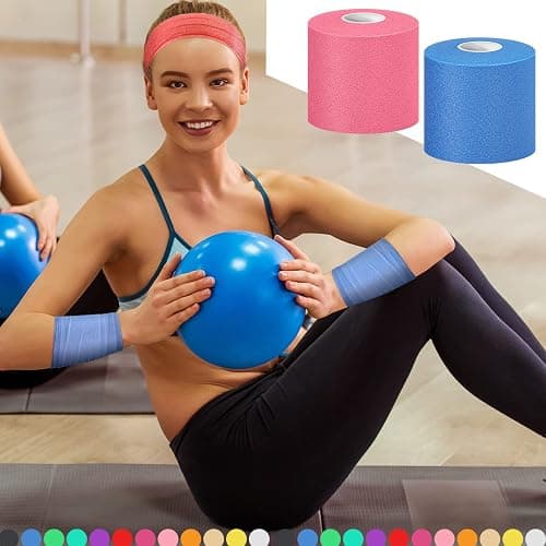 Nuanchu 12 Pcs Foam Prewrap Athletic Tape 2.75inch x 30 Yards Sports Wraps Prewrap and Athletic Tape Pre Wrap Breathable Sports Pre Wrap for Running Hiking Hair(Assorted Colors) thumbnail 7