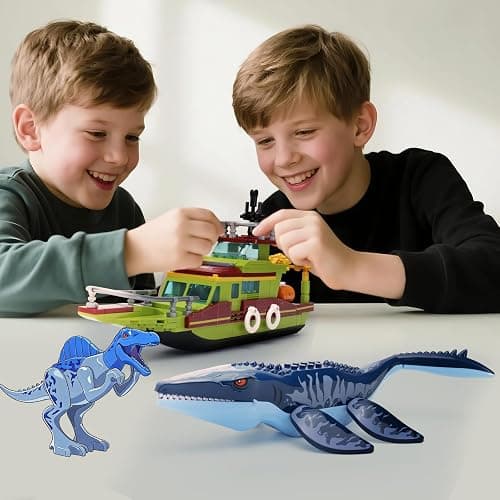 Ideas 3 in 1 Sea Dinosaur Mosasaurus Building Blocks Kit, Compatible with major brands Dinosaur World, Moc Mosasaurus Spinosaurus Adventure Ship STEM Toys, Gift for Kids Adults Boys Age 8-12 327PCS thumbnail 2