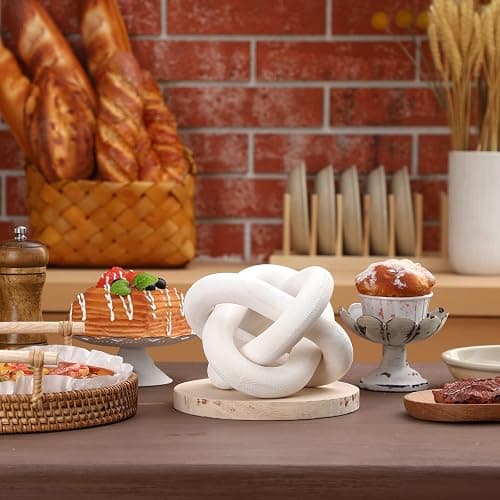 Yalikop 3 Link Wood Knot Decor - Hand Carved Coffee Table Decoration, Boho Chain Link Decor, Modern Shelf, Rustic Objects for Home Living Room Bedroom(White) thumbnail 6