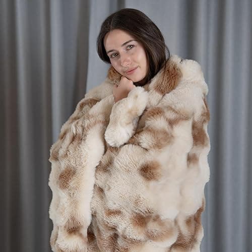 Luxury Double-Sided 3D Bubble Faux Fur Throw Blanket, Ultra Plush & Fluffy, Camel Cozy Blanket for Couch, Sofa, Bed - Soft Gift for Women, Birthday, Christmas, Housewarming, 50"x60" thumbnail 6