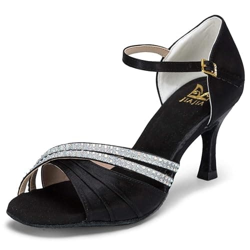 JIAJIA 20524 Women's Satin Sandals Flared Heel Latin Salsa Performance Dance Shoes - Image 1
