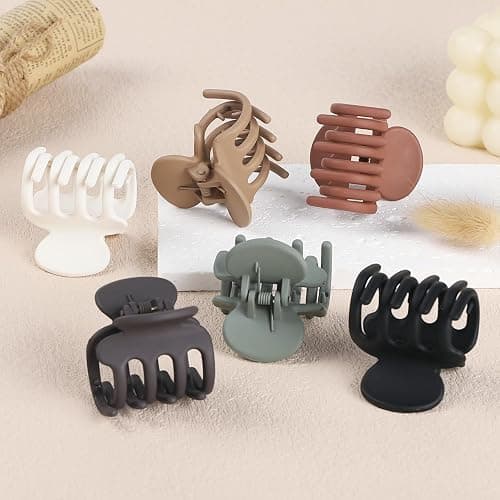 USDNICE 6 Pcs Hair Clips Small Claw Clips for Thin Hair Medium Matte Non-slip Hair Accessories for Women and Girls (Brown) thumbnail 3