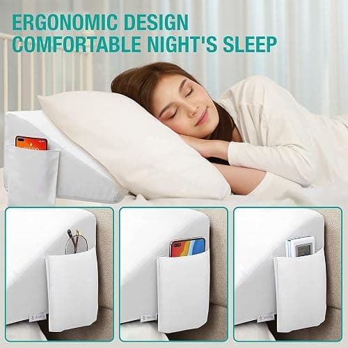 Vekkia Queen Size Bed Wedge Pillow for Headboard Gap/Mattress Wedge Gap Filler/Bed Gap Filler Fill 0-6" Gap Between Headboard and Mattress,60"x10"x6"-White thumbnail 3