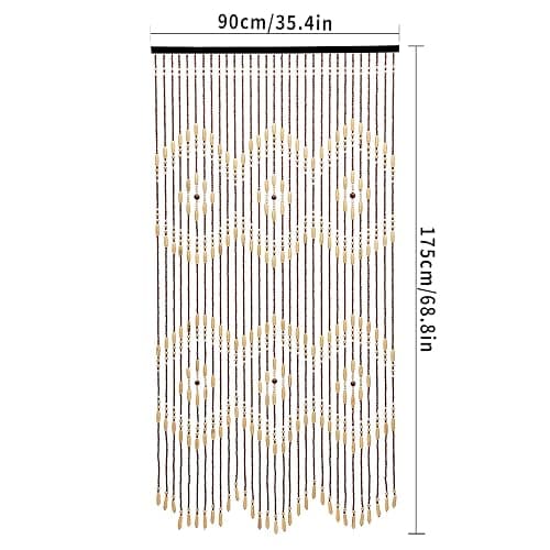 Headery Beaded Curtain, Handmade Wood Bead Curtain Door Beads Beaded Door, Exquisite Room Decor Doorway Beads Hanging Door Beads for Bedroom Bathroom Kitchen Restaurant (Beige&Brown) - Beige&brown thumbnail 2