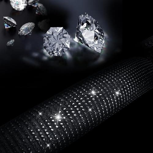 CAR PASS Bling Diamond Leather Steering Wheel Cover, With Sparkly Crystal Glitter Rhinestones Universal Fit 14"1/2-15" Car Wheel Protector for Women Girl Fit Suvs,Vans,Sedans,Car,Trucks, Black Diamond thumbnail 3