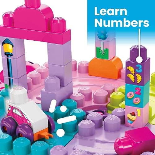 MEGA BLOKS First Builders Toddler Blocks Toy, Build ‘n Learn Portable Activity Table with 30 Pieces and Built-In Storage, Pink, Kids Ages 1+ Years (Amazon Exclusive) thumbnail 3