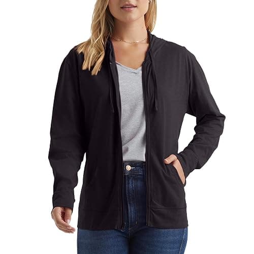 Hanes Women’s Slub Knit Full-Zip Hoodie, Textured Cotton Zip-Up T-Shirt Hoodie for Women - Image 1