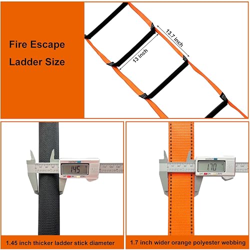 FKNGS Fire Escape Ladder, 26.2 Feet Emergency Fire Ladder, 2-3 Story Homes Reusable Safety Rope Ladder for Kids and Adults thumbnail 4
