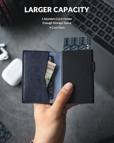 VULKIT Men's Slim Wallet Pop Up Card Holder RFID Blocking Metal Wallet Minimalist Design Holds Up to 11 Cards thumbnail 3