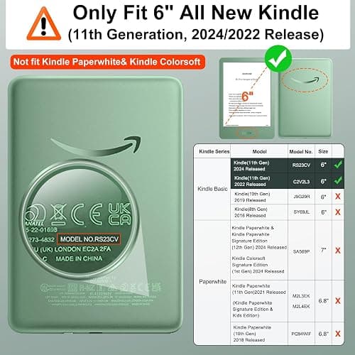 MoKo Case Fits 6" All-New Kindle (11th Generation-2024/2022 Release), Lightweight Shell Cover with Auto Wake/Sleep for Kindle 2024/2022 11th Gen e-Reader, Matcha thumbnail 2