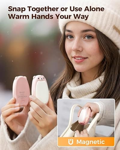 SWEETFULL Hand Warmers Rechargeable – Cute Bear, 2 Pack Magnetic Hot Hands, Reusable Electric Pocket Heater, Great Gift for Daughter, Kids, Wife, or Bestie, Portable for Outdoor & Camping thumbnail 2