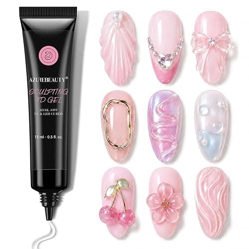 AZUREBEAUTY 3D Gel Nail Art, 15g Sculpting Gel for Nail Art, Molding, Clear | Rhinestones Glue for Gems Decoration Charms and Nail Design, Carving and Drawing, No Wipe, U V Light Required, DIY Salon Home - Image 1