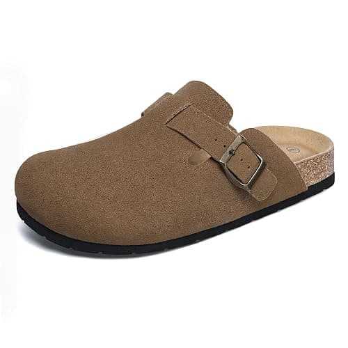 Xiakolaka Women's Genuine Suede Clogs with Arch Support | Slip On Comfort Cork Footbed Mules, Non-Slip Potato Shoes, Adjustable Metal Buckle, Suitable for Casual Daily Wear & Walking - Image 1