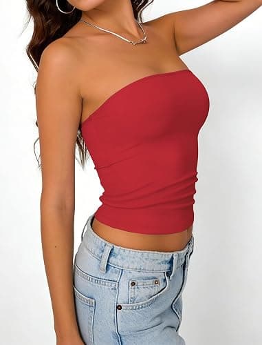 Matunana Womens Tube Tops Summer Crop Cute Y2K Strapless Backless Basic Bandeau 2026 Trendy Going Out Vacation Outfits thumbnail 5