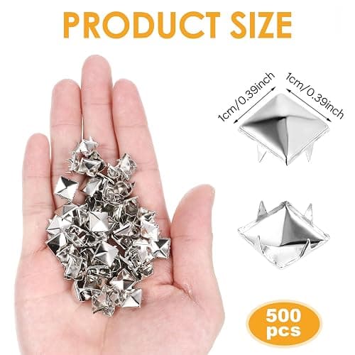 cobee 500 Pcs 10 mm Studs for Clothing, Square Silver Pyramid Studs and Spikes, Metal Spike Studs Punk Spikes for Clothing Bag Leather Shoes Punk Rock Jewelry Craft thumbnail 2