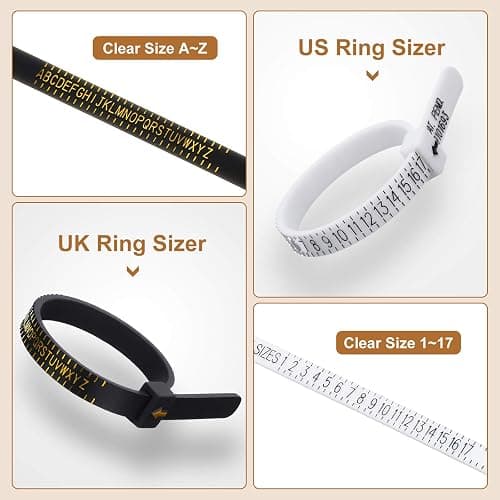 11 Pieces Us UK Ring Mandrel Set, Size 1-13 with Half Size Ring Sizer Gauge Jewelry Mandrel Jewelry Hammer Adjuster Polishing Cloth Polishing Stick Polished Agate Knife Measuring Tool(Black) thumbnail 4