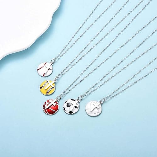 Softball Soccer Volleyball Basketball Baseball Necklace for Girls, Teen Girl Trendy Sports Stuff Accessories Cross Neckalce Jewelry Birthday Christmas Valentines Easter Baptism Graduation Gifts thumbnail 6