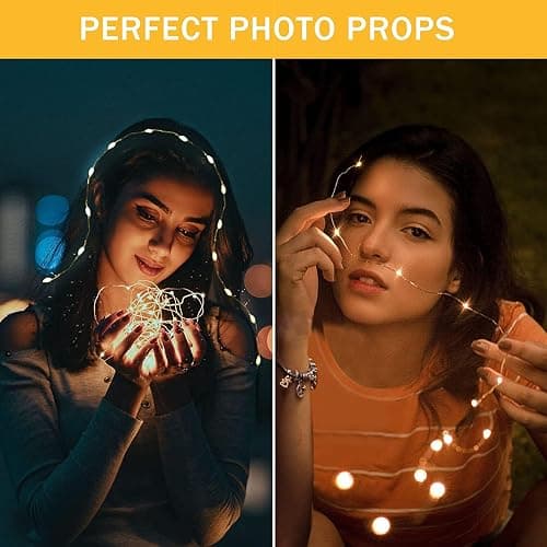 6 Pack Fairy Lights Battery Operated 7ft 20 LED Mini String Lights Twinkle Lights Silver Wire Firefly Starry Moon Lights for Mason Jars Wedding Party Christmas Centerpiece Table Decorations,Warm White thumbnail 5