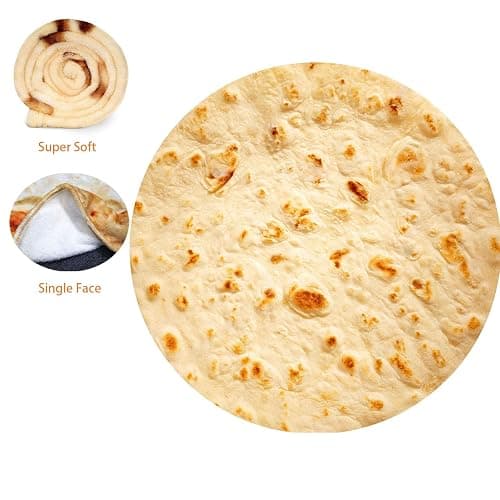 E-yimeng Throw Blanket Burritos Tortilla Wrap Blanket Adult Kids and Baby Size Gifts,Novelty Funny Tortilla Round Blanket,Fluffy Fuzzy Blankets & Throws for Bed, Sofa Yellow 36 inches thumbnail 3