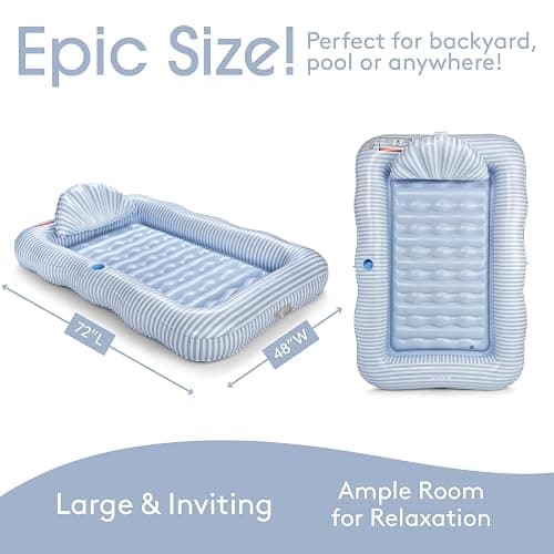 FUNBOY Tanning Pool Lounger Float, XL 72'' x 48'' Pool Float with Custom Pillow and Large Cup Holder, Perfect for Pool or Backyard. thumbnail 7