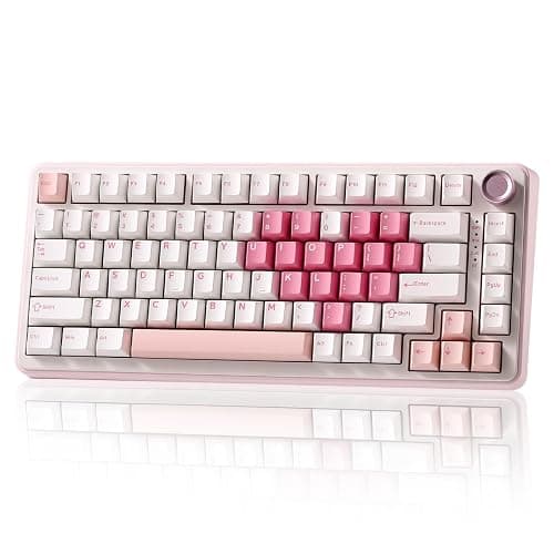 YUNZII B75 PRO Wireless Mechanical Keyboard,75% Gaming Keyboard Gasket Hot Swap Custom Keyboard with Knob,Pre-lubed Switches RGB,Bluetooth/Type-C/2.4G (White Heart, Cocoa Cream V2 Switch) - Image 1