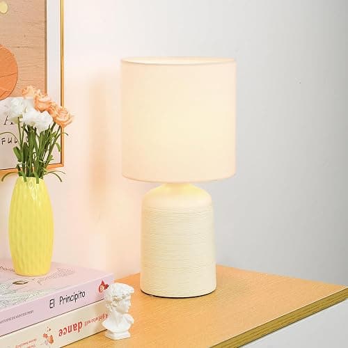Lampwell Maye Small Ceramic Table Lamp for Living Room and Bedroom,Modern Kids Night Table Lamp,Φ6.3×H13IN,Bulb Excluded,Milk Curry (Cream) thumbnail 4
