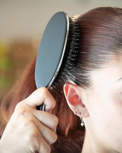 FRAMAR Soft Boar Bristle Hair Brush For Women – Boars Hair Brush For Women, Boar Brush For Fine Hair, Hairbrush For Fine Hair, Soft Bristle Brush For Slick Back, Volume and Shine - Black thumbnail 3