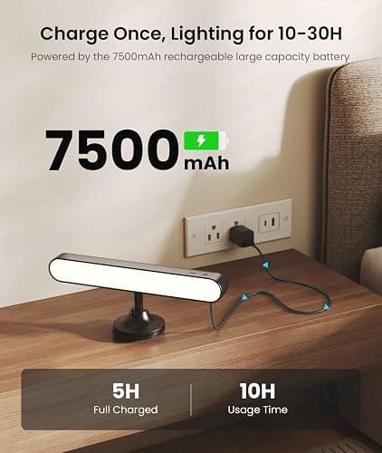 FULNIX Rechargeable Wall Sconces LED Wall Lights with 7500mAh Battery Lamp for Bedroom, Touch and Remote Control, 3 Colors Wall Light 360° Rotate Dimmable Brightness with 15 RGB Colors thumbnail 3