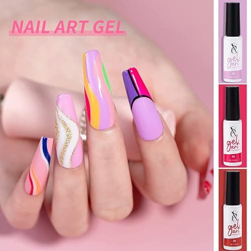 SXC Cosmetics 24-Color Gel Liner Set for Nail Art - With Built-in Thin Brush for Swirl Nail Designs and Soak-Off Gel Polish thumbnail 6