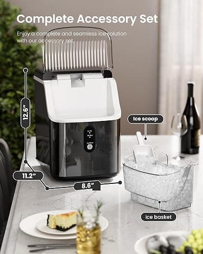 Kismile Nugget Ice Maker Countertop,35Lbs/24H Pellet Ice Machine with Chewable Ice,Self-Cleaning Pebble Ice Maker with Ice Scoop,One-Click Operation,for Home/Kitchen/Office(Black) thumbnail 5