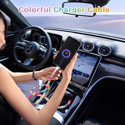 Aolcev USB C Cable 66W Fast USB A to USB C Charging Cord 4.9FT Cute Beaded USB Type C Charger Cord Phone Charger Cable for iPhone 17 16 Pro Max 15 Pro Max Plus Galaxy S25 S24 S23 S22 Multicolored thumbnail 7
