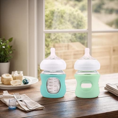 2 Pack Silicone Sleeves Compatible with Philips Avent Glass Baby Bottles 4 oz, to Prevent The Baby Bottles from Breaking, BPA-Free (Green+Light Green) thumbnail 6