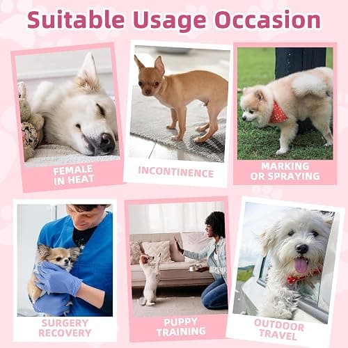 Disposable Dog Diapers Female 90 Count Doggie Diapers for Female Dogs (Waist 10-16.5 in S) Super Absorbent Small Doggie Diapers for Heat Excitable Urination or Incontinence - Pink thumbnail 6