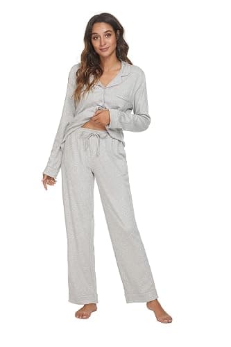 HEARTNICE Womens Pajama Set, Soft Long Sleeve Pajamas & Long Pants with Pockets, Warm Button-up Sleepwear Lounge Pjs thumbnail 4