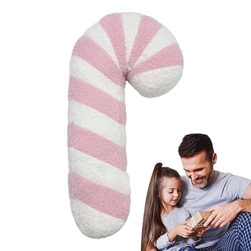 Honhoha Candy Cane Shaped Pillow, 17 Inch Pillows Candy Cane, Stuffed Lollipop Plush, Cartoon Candy Canes Printed Decorative Pillows, Supplies for Couch Cushion thumbnail 8