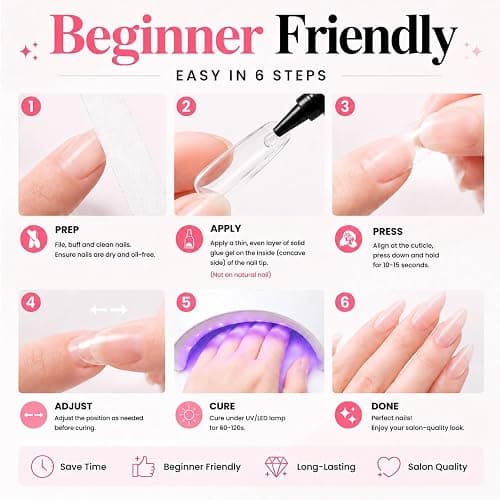 Beetles 2Pcs*20g Solid Nail Glue Gel, Tipex Soft Nail Tips Glue | Super Strong for Acrylic Nails Extension Fake Nails Clear Press On Nails, U V Light Required thumbnail 6