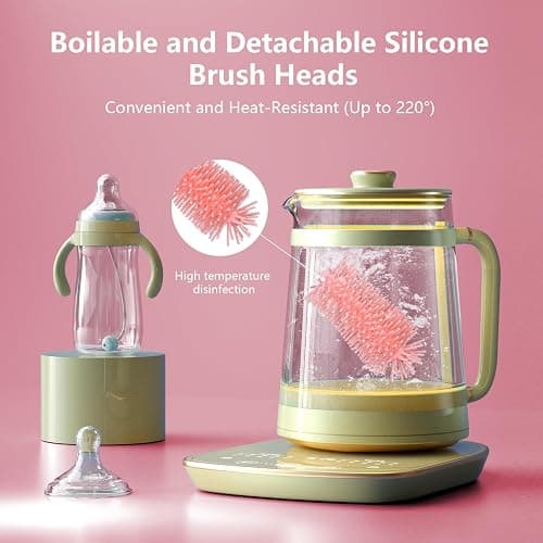 GUARDIX Portable Bottle Brush Set - Baby Bottle Cleaner Kit with Silicone Brush, Nipple Brush, Straw Brush, Bottle Cleaning Long Handle Water Bottle CleanerTool thumbnail 6