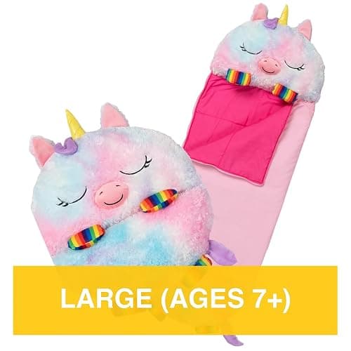 Happy Nappers: Pillow & Sleepy Sack: Large - Rainbow Unicorn - 66 x 30, 2-in-1: Plush Animal Opens Into Sleeping Bag, Soft Play Character, Kids 3+ thumbnail 7
