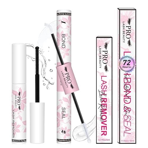PRO LASHBEAUTY Lash Cluster Glue Clear Lash Glue Remover Kit Lash Bond and Seal Waterproof, Long Lasting 7 Days 10S Removal Eyelash Glue Remover No Residue(Clear Bond & Seal+Remover) - Image 1