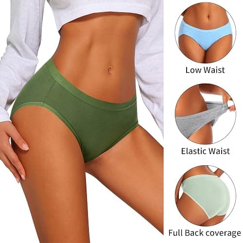 Eiggam Women's Cotton Bikini Panties,High-Cut Full Coverage Stretch Cool Underwear for Women thumbnail 4