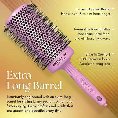 Olivia Garden Ceramic + Ion Speed XL - Extra-Long Round Thermal Hair Brush - Not Electrical - Professional Blowout Brush for Normal to Thick Hair thumbnail 3