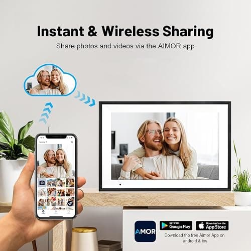 Digital Photo Frame 10.1 Inch WiFi Digital Picture Frame IPS HD Touch Screen Smart Cloud Photo Frame with 32GB Storage, Auto-Rotate, Easy Setup to Share Photos or Videos Remotely via AiMOR APP (Black) thumbnail 5