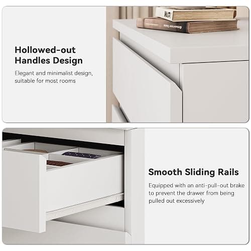 Jocoevol White Tall 6 Drawer Dresser for Bedroom,Dressers & Chests of Drawers with Jewelry Storage,Wood Storage Dresser with Deep Drawers for Living Room Hallway Entryway(40.75" L*23.62" W*15.75") thumbnail 8