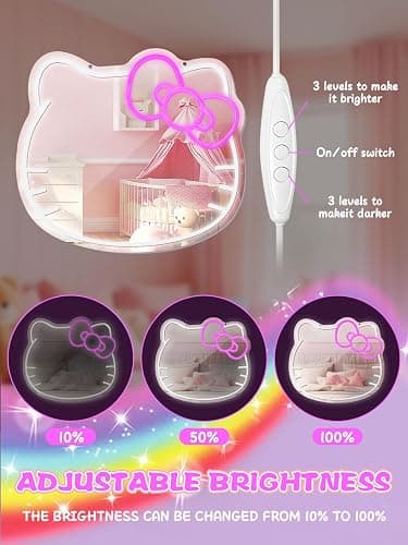 Anime Mirror Vanity, Neon Sign Stuff Room Decor, Neon LED Wall Mirror, Vanity Mirror with Remote for Makeup Mirrors, Bedroom, Teen Girl Children Gift for Birthday Christmas Halloween Thanksgiving thumbnail 4